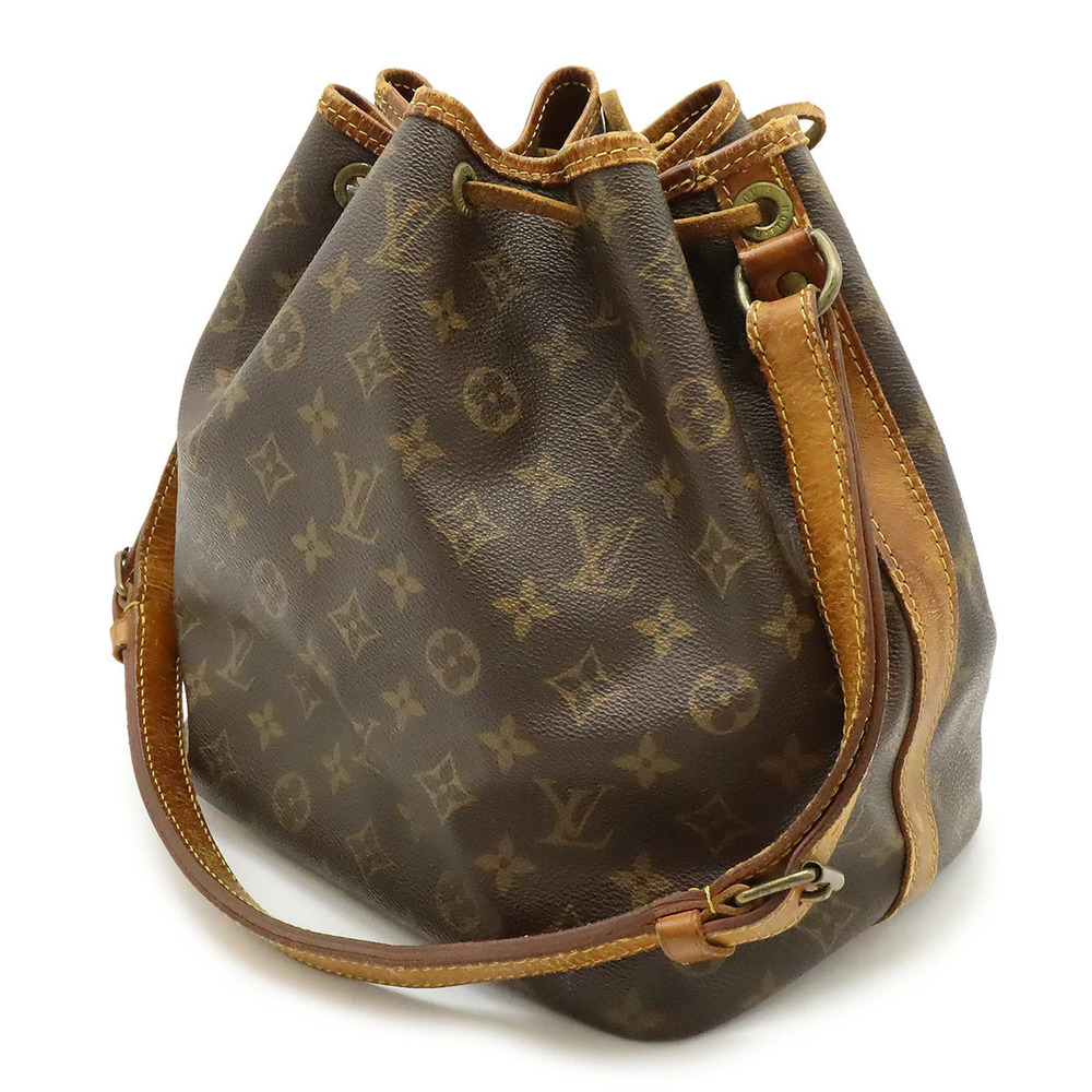 Louis Vuitton Monogram Shoulder Bag Hobo Drawstring Brown